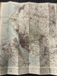 LIVERPOOL Ordnance Survey Cloth One Inch Map 1947 Sixth Edition Sheet 100 Widnes