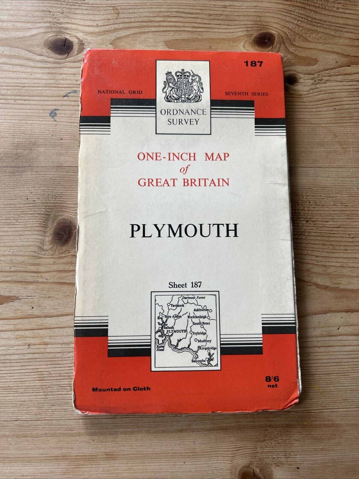 PLYMOUTH Ordnance Survey CLOTH Seventh Series Map 1 In 1961 Sheet 187 Holbeton