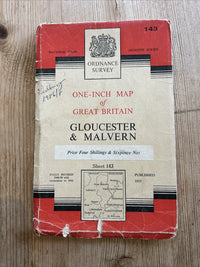 GLOUCESTER & MALVERN Ordnance Survey Seventh Series Paper 1 inch 1953 Sheet 143