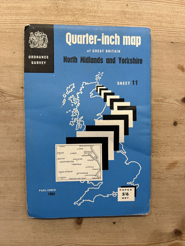 NORTH MIDLANDS & YORKSHIRE 1964 Ordnance Survey Paper Quarter Inch Map Sheet 11