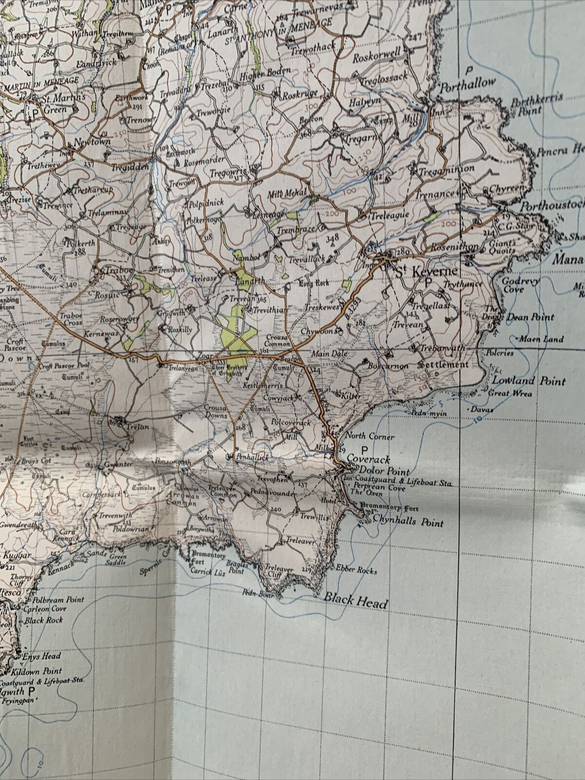 TRURO & FALMOUTH Ordnance Survey Paper Map 1947 Sixth Series No 190 St Austell