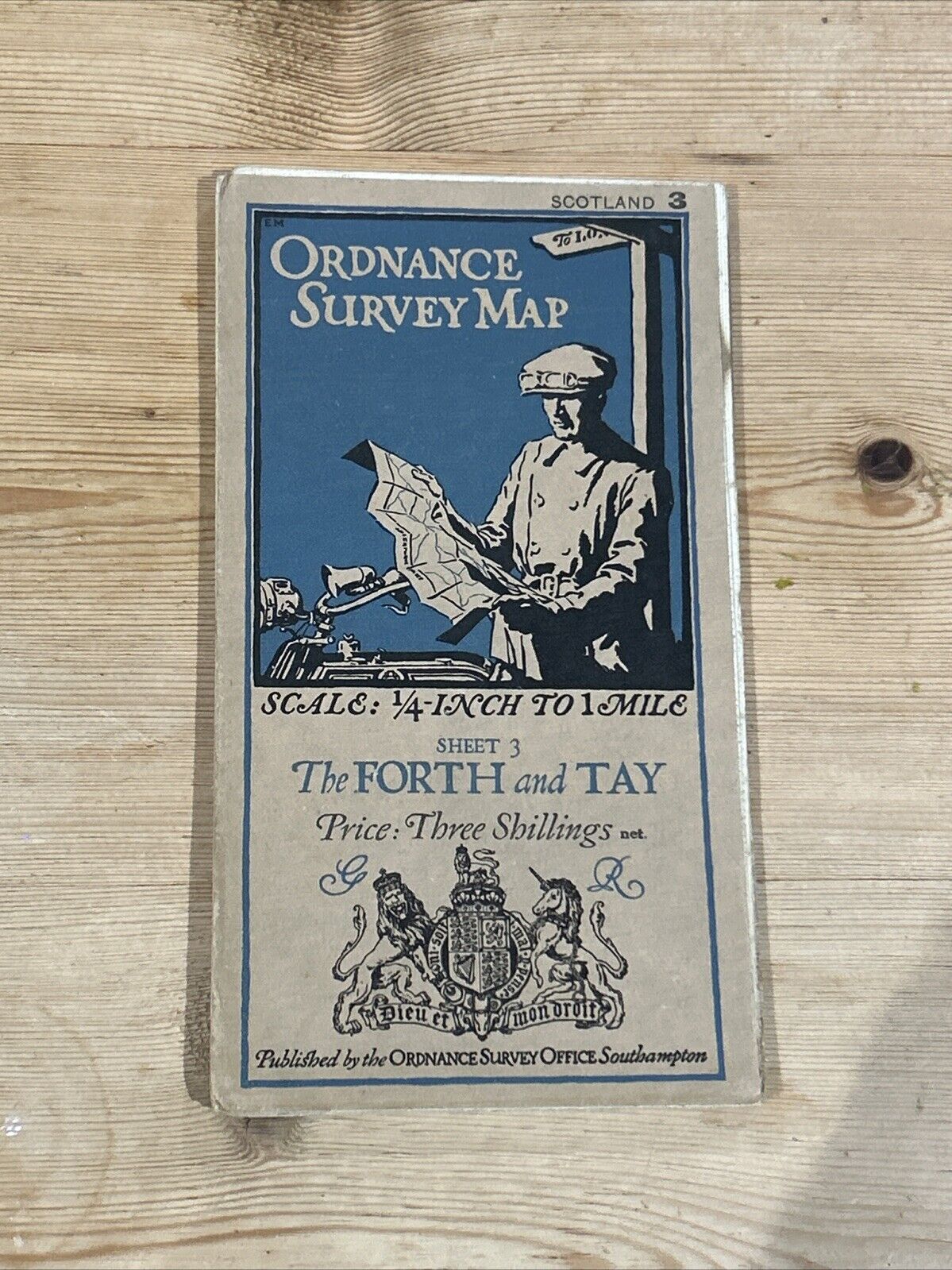 THE FORTH & TAY Ordnance Survey Paper Sheet 3 Quarter Inch Map 1923 Edinburgh