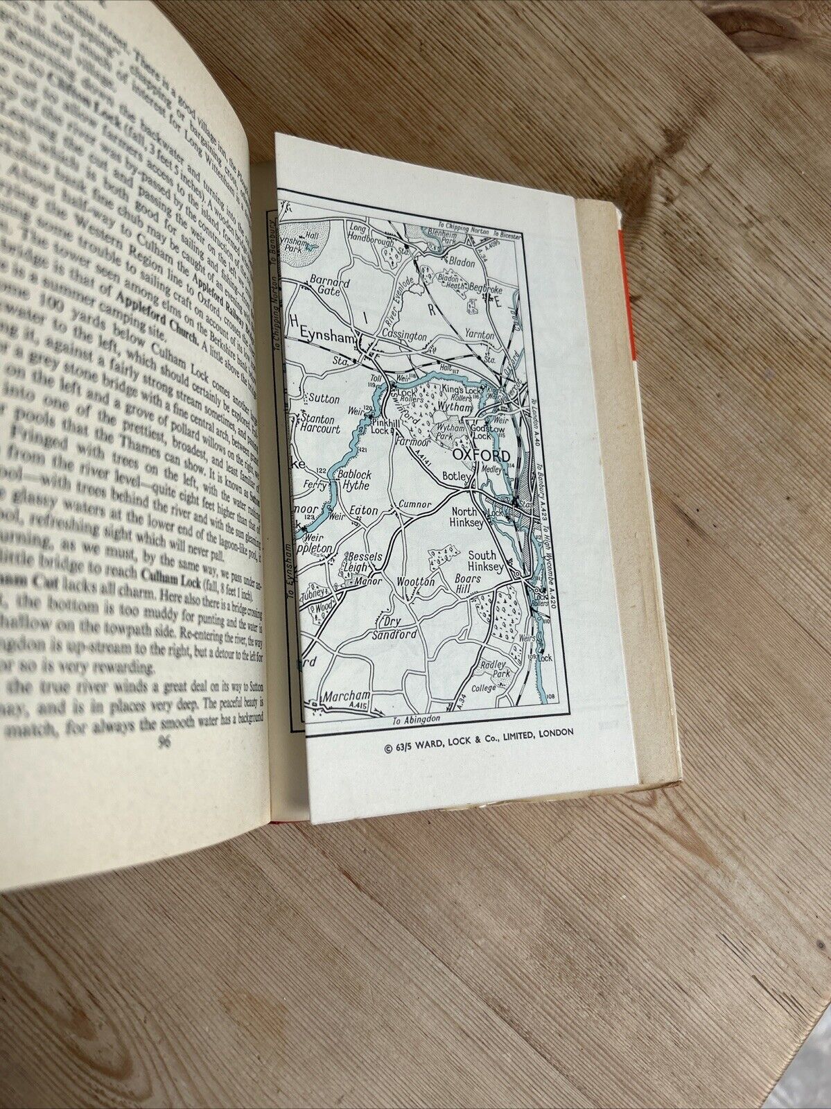 THE THAMES INCLUDING OXFORD Ward Locks Red Guide Hardback Dust Jacket Maps