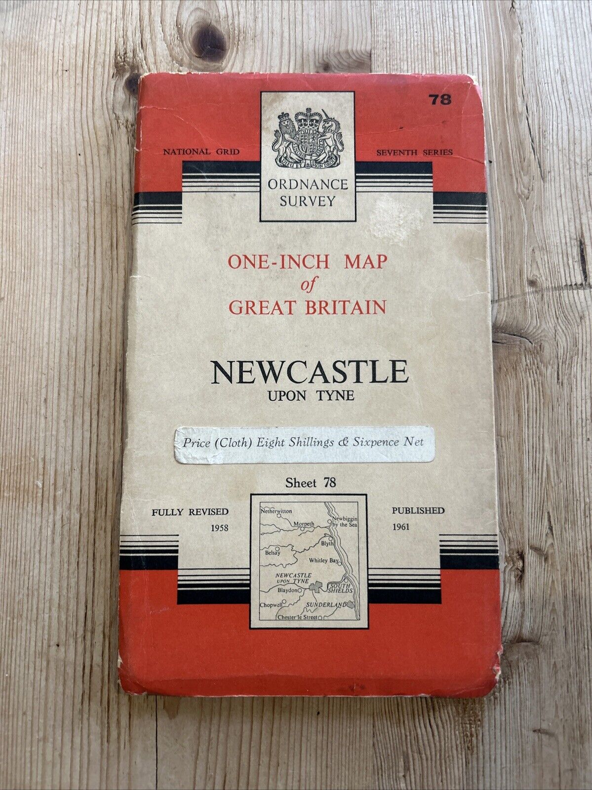 NEWCASTLE UPON TYNE Ordnance Survey Seventh Series CLOTH One inch 1961 Sheet 78