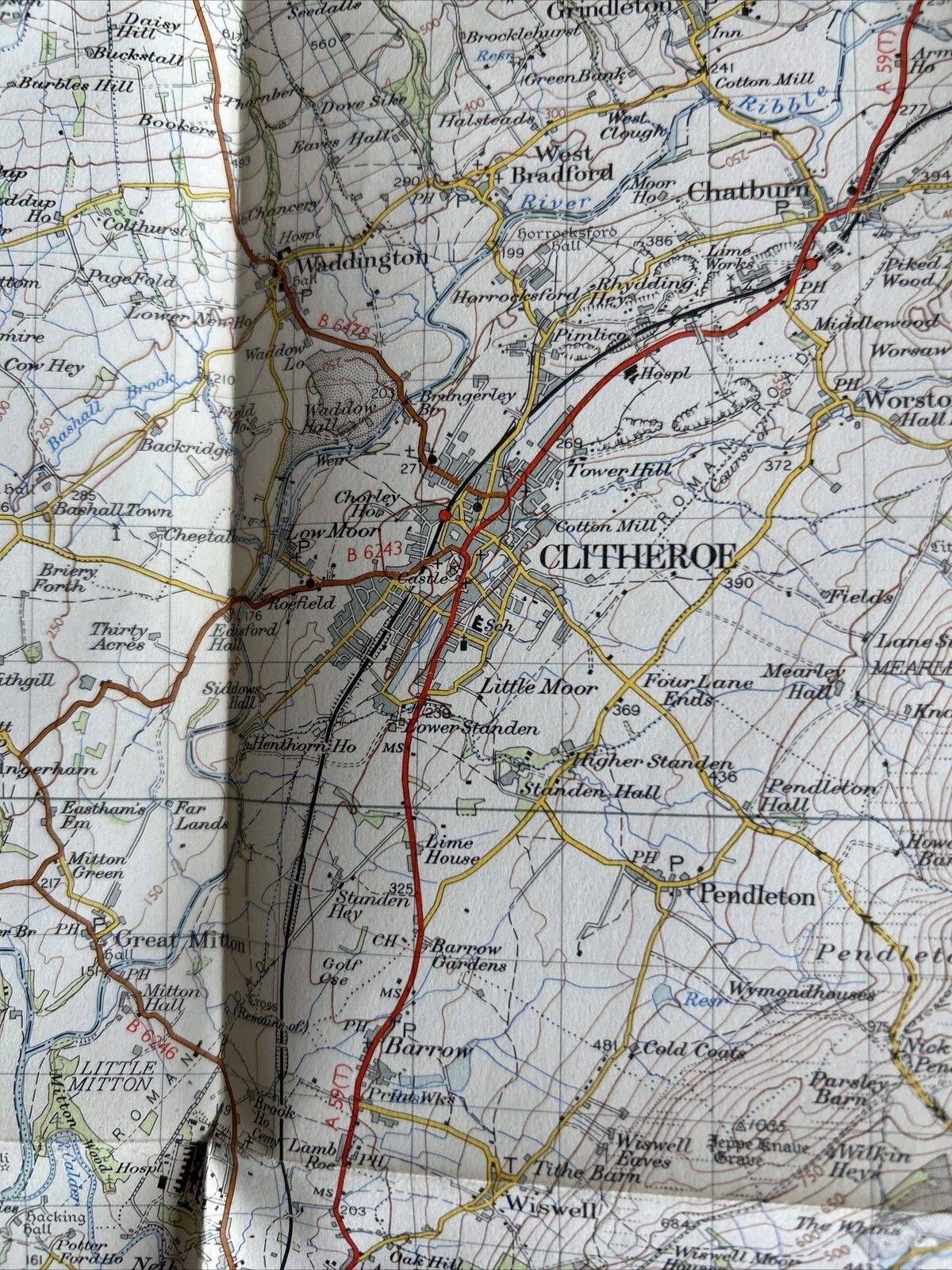 BLACKBURN & BURNLEY Ordnance Survey Paper Map 1953 Seventh Series No 95 Darwen