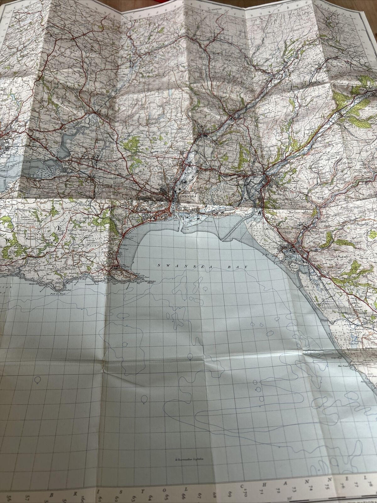 SWANSEA Ordnance Survey Cloth One Inch Map 1947 Sixth Edition Sheet 153 Maesteg