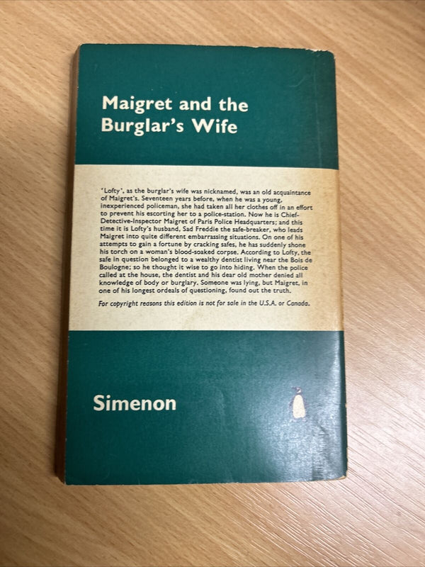 MAIGRET AND THE BURGLARS WIFE Simenon Penguin Green Crime Books No 1362 1960