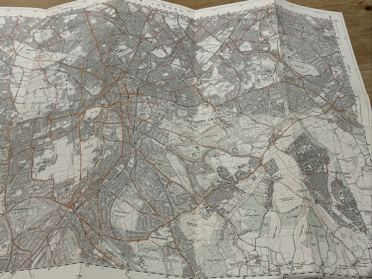 CROYDON Ordnance Survey Second Series 1:25,000 Map TQ26/36 1973 Merton Sutton