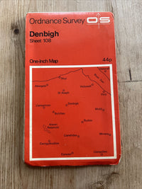 DENBIGH 1961 Edition Ordnance Survey One Inch Map No 108 North Wales Dyserth