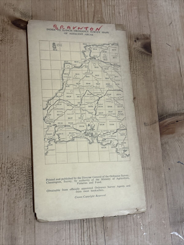 BRAUNTON DEVON APPLEDORE - Ordnance Survey Sheet SS43 1:25000 1950 River Taw