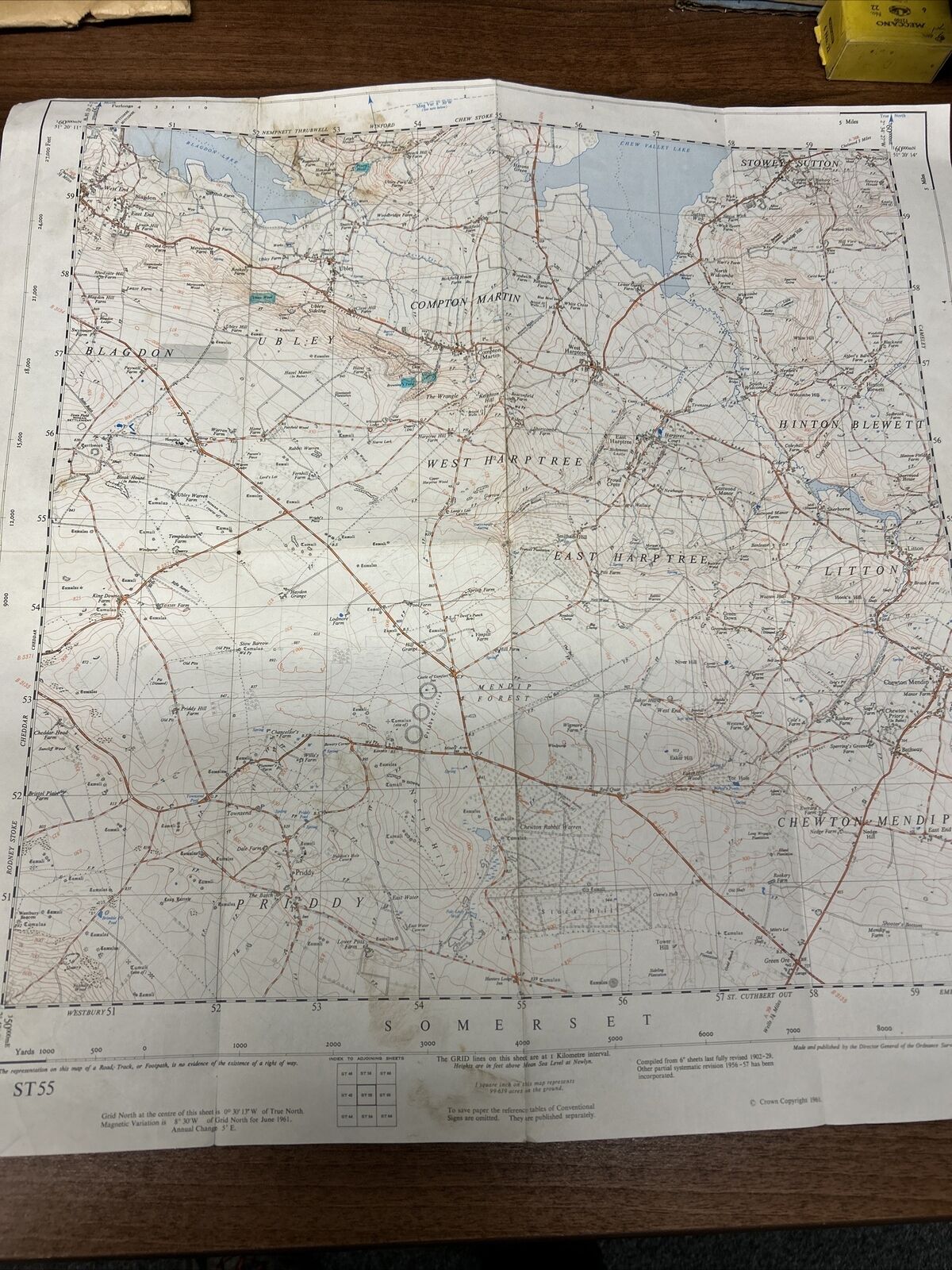 COMPTON MARTIN Ordnance Survey 1:25,000 First Series Sheet ST55 1961 Priddy