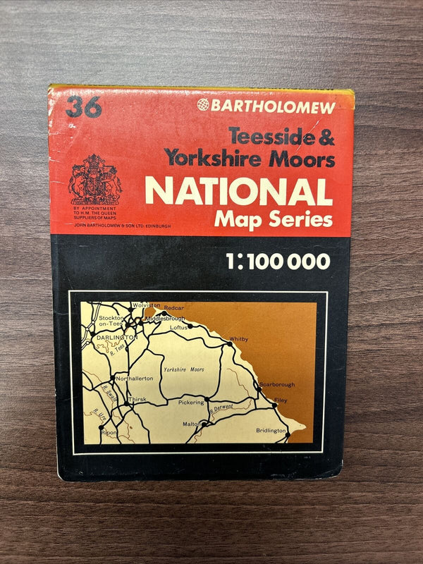 TEESSIDE & YORKSHIRE MOORS Bartholomew National Map Series No 36 1977 Ripon