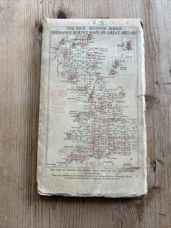 ANGLESEY - Ordnance Survey Cloth Seventh Series 1-inch 1962 Sheet 106 Holyhead