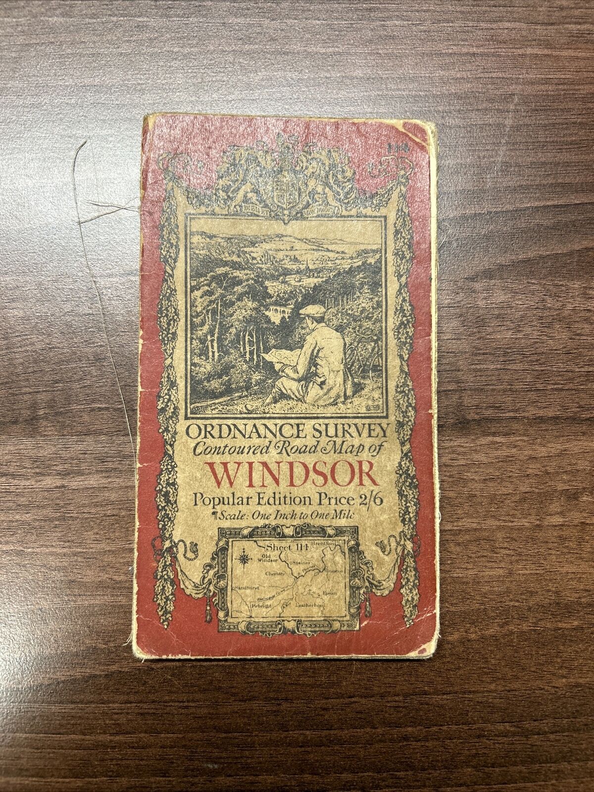 WINDSOR Ordnance Survey Paper One Inch Map 1920 Sheet 114 Contoured Woking Epsom