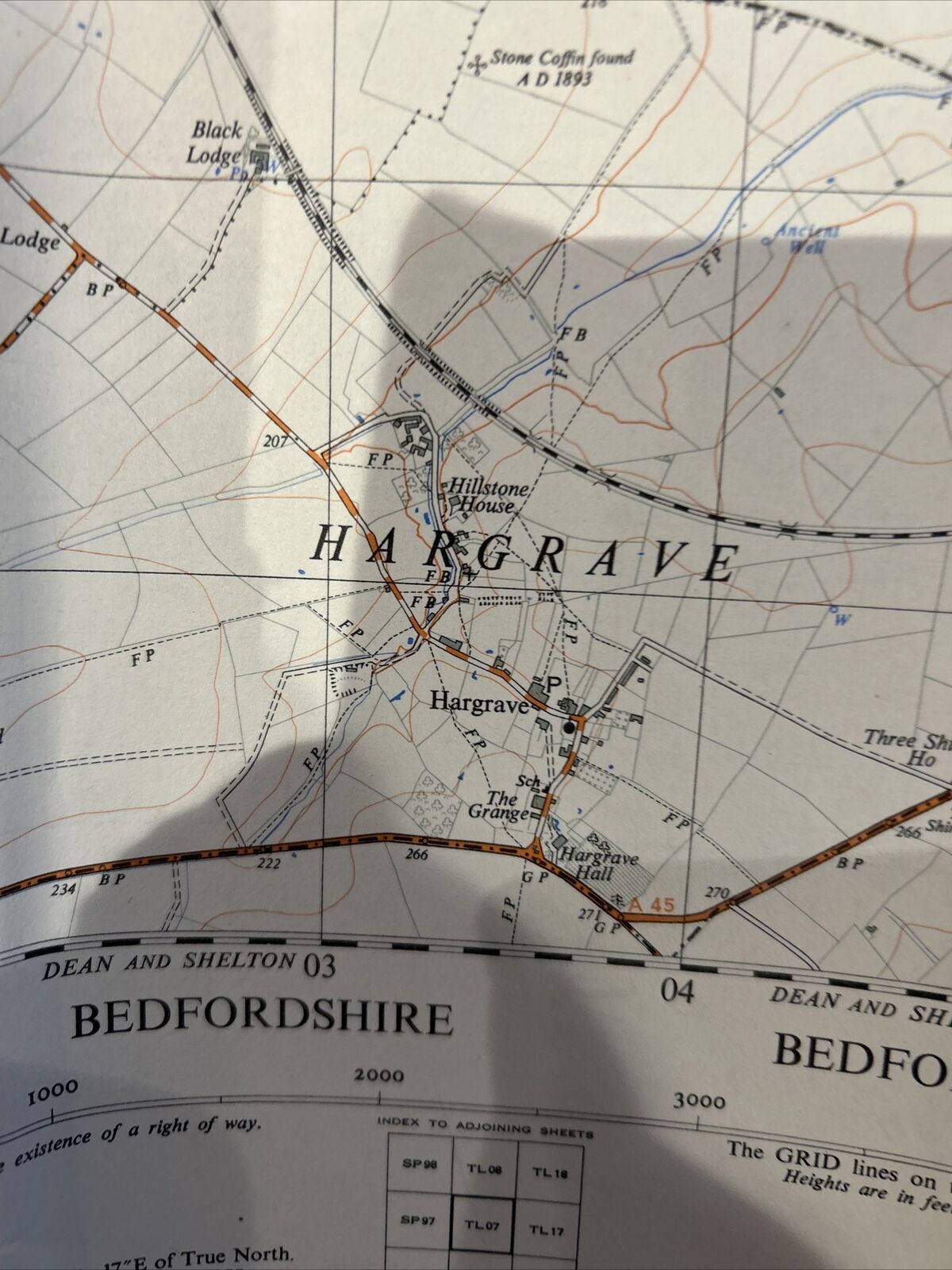 BYTHORN & KEYSTON Ordnance Survey Sheet TL07 Map 1:25,000 First Series 1955