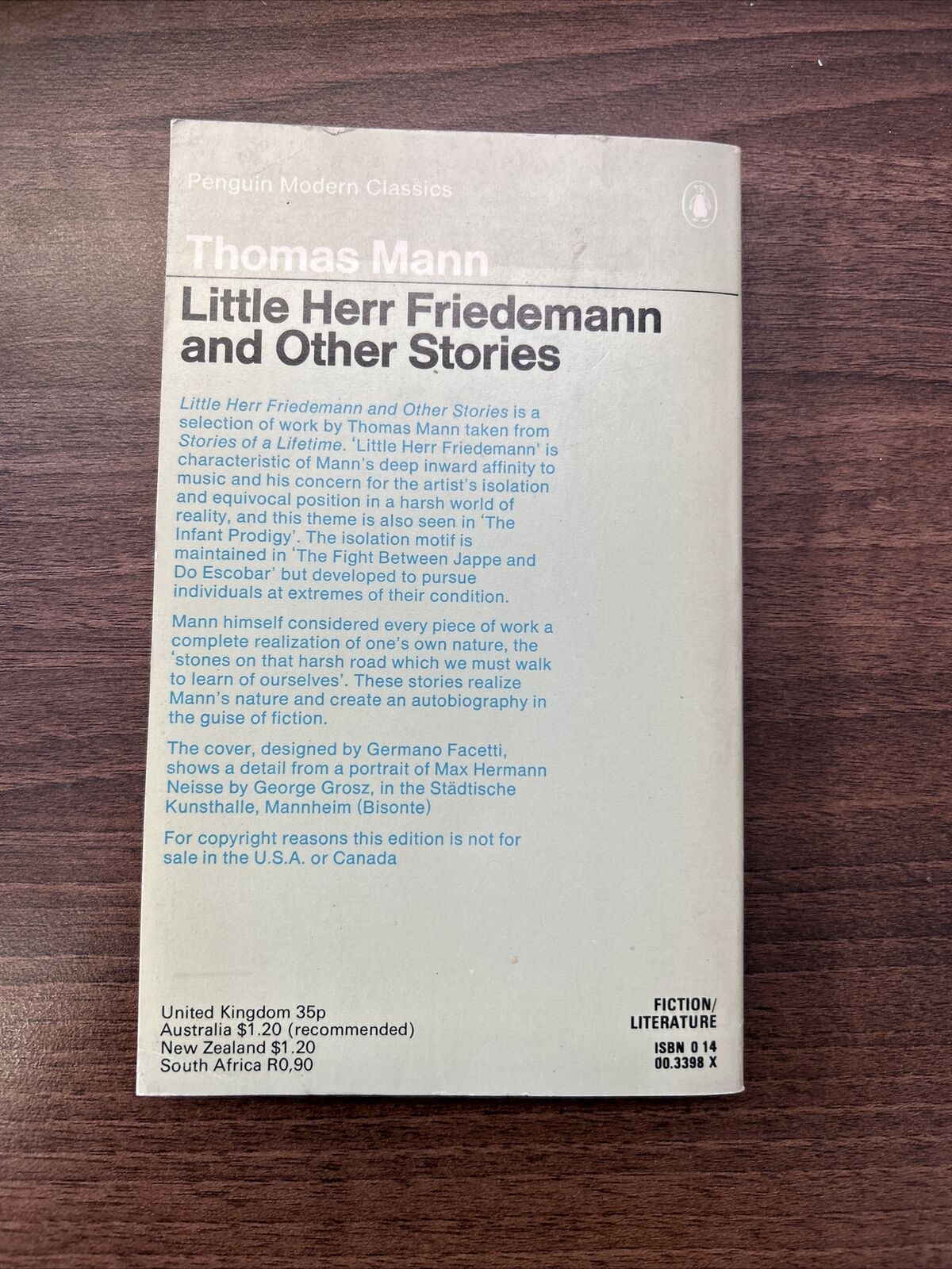 LITTLE HERR FRIEDEMANN & Other Stories Thomas Mann Penguin Modern Classics 1972