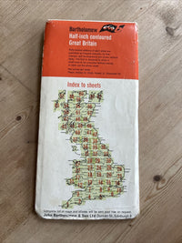 NORTH YORKSHIRE MOORS Bartholomew - Half Inch Cloth Map 1963 No 36 Scarborough