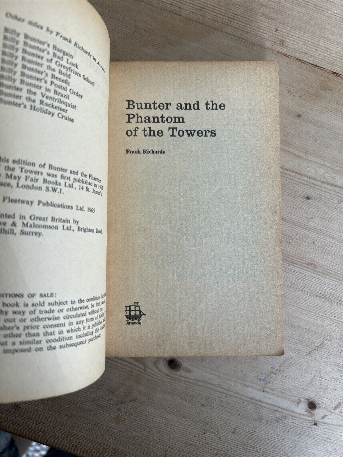 BUNTER AND THE PHANTOM OF THE TOWERS Frank Richards Amanda Book 1965