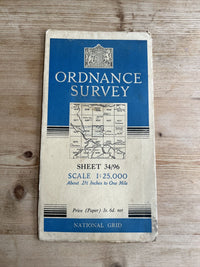 THRESHFIELD Ordnance Survey Sheet 34/96 1:25000 1950 Kilnsey Malham
