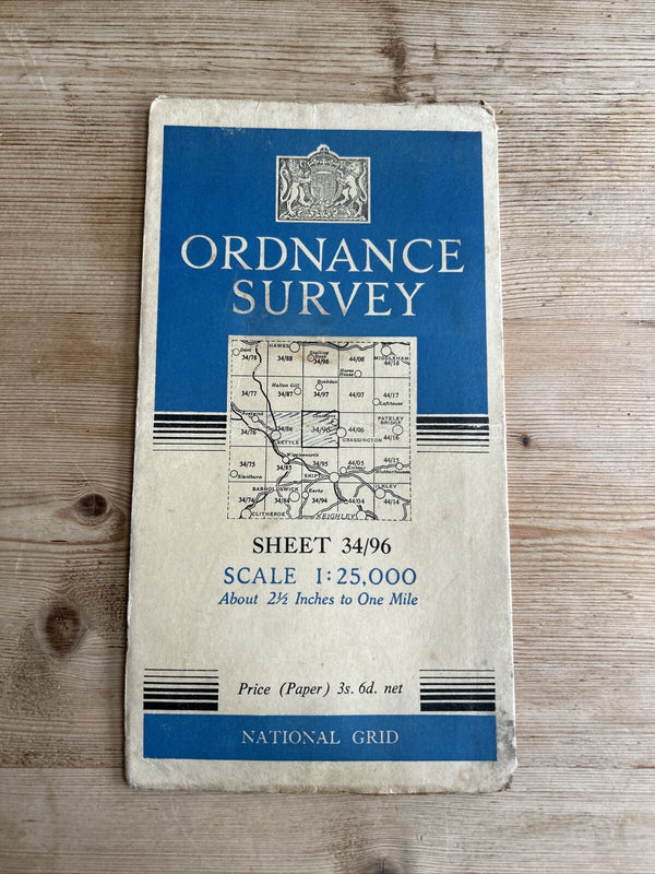 THRESHFIELD Ordnance Survey Sheet 34/96 1:25000 1950 Kilnsey Malham