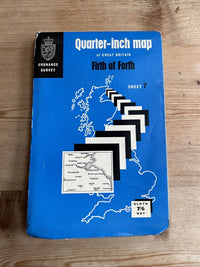 FIRTH OF FORTH 1964 CLOTH Ordnance Survey Quarter Inch Map Sheet 7 Glasgow