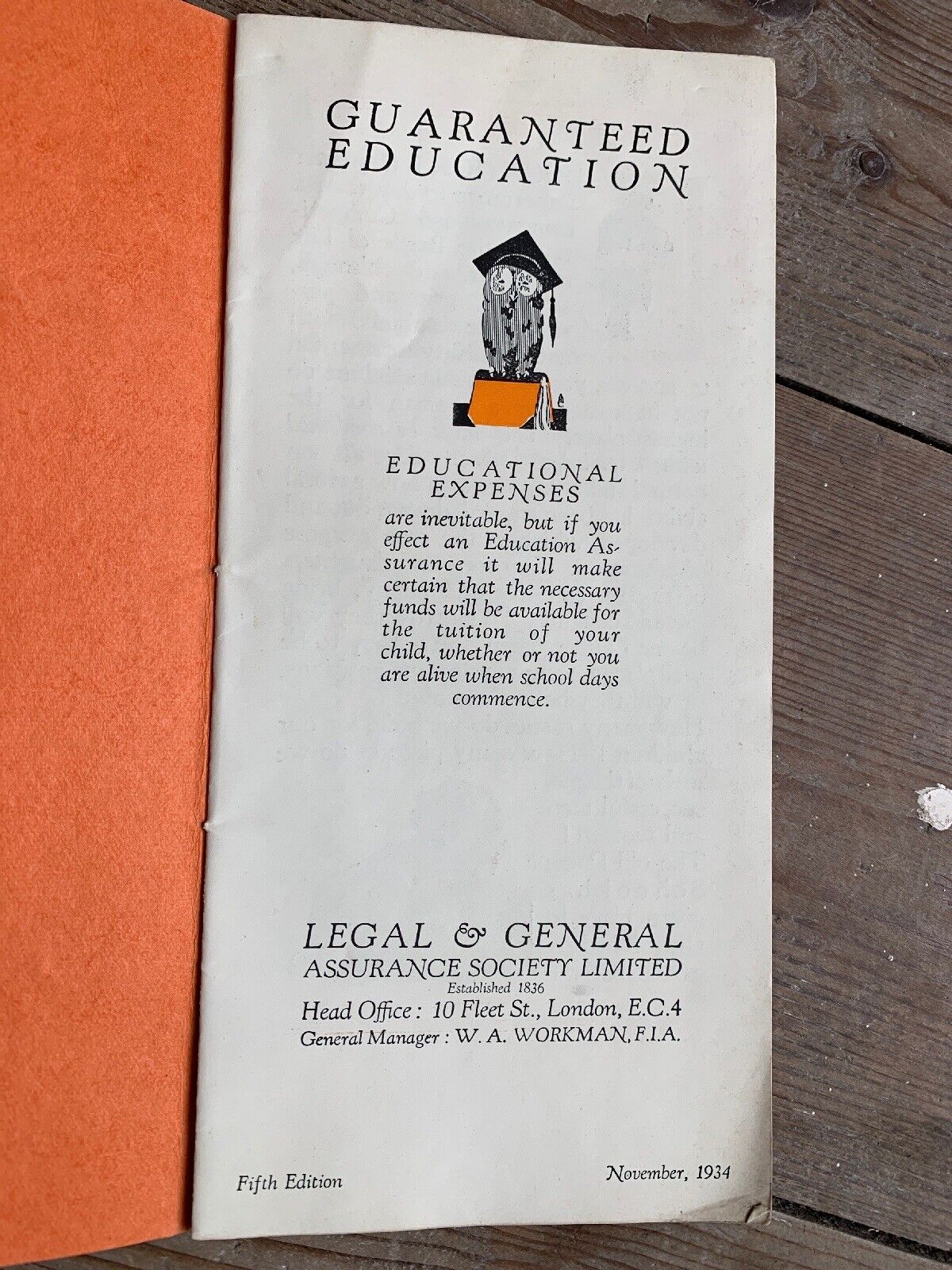 Education - Insurance Policy Information - Legal And General 1934 Art Drawings 