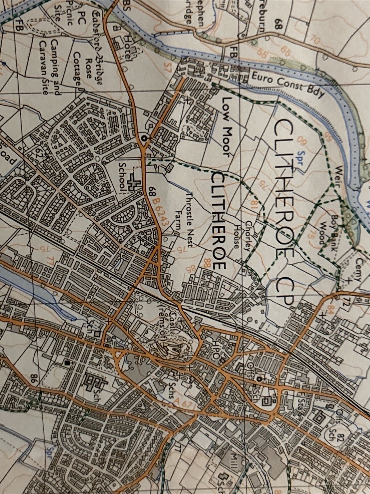 CLITHEROE & CHIPPING Pathfinder Ordnance Survey SD64/74 1:25000 1984 Ribble