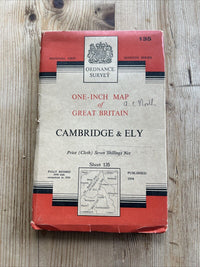 CAMBRIDGE & ELY Ordnance Survey Seventh Series CLOTH One inch 1954 Sheet 135