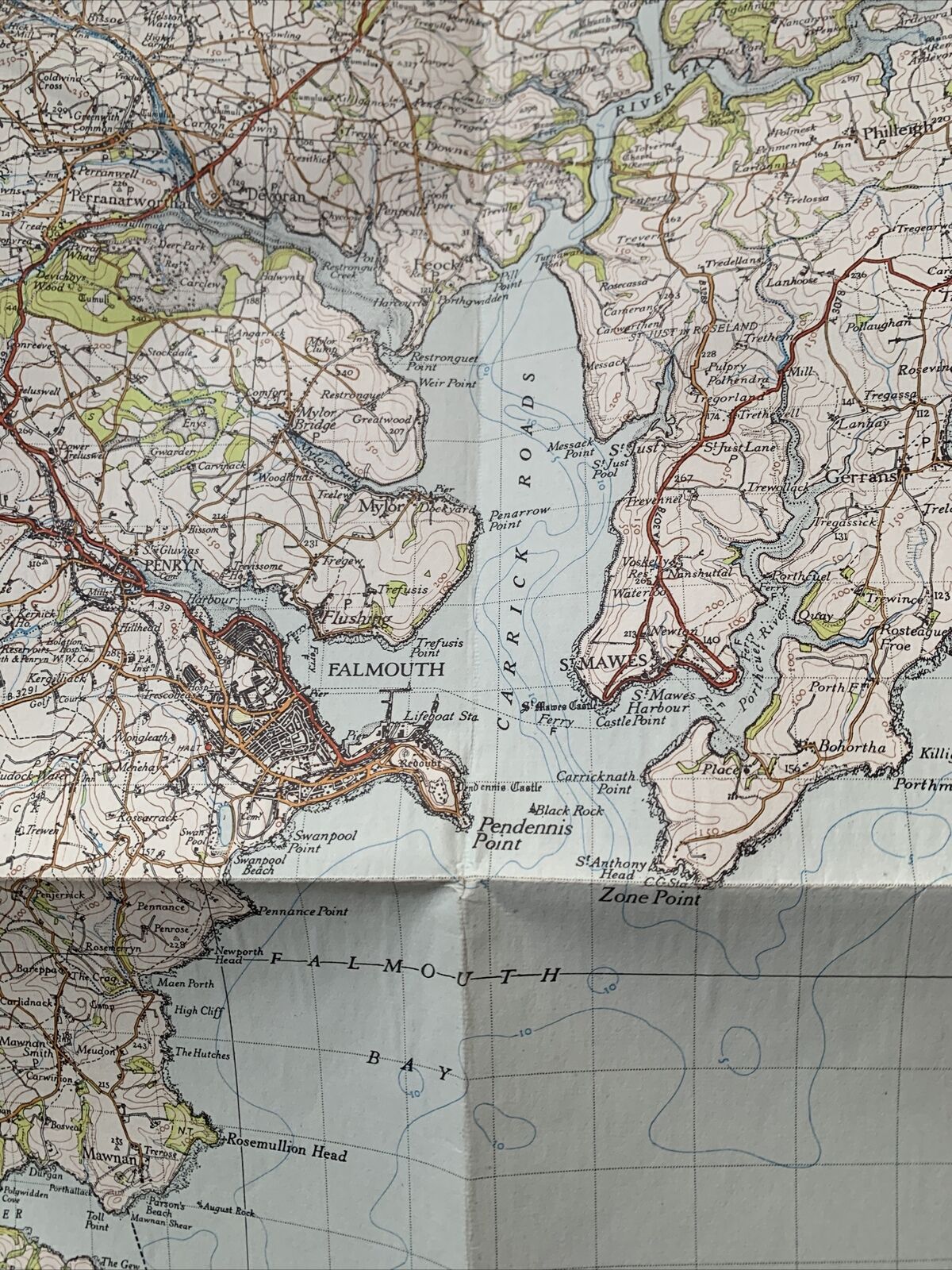 TRURO & FALMOUTH Ordnance Survey Paper Map 1947 Sixth Series No 190 St Austell