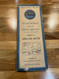 ENGLAND SOUTH 1945 Ordnance Survey CLOTH Sheet 11 Quarter Inch Map Southampton