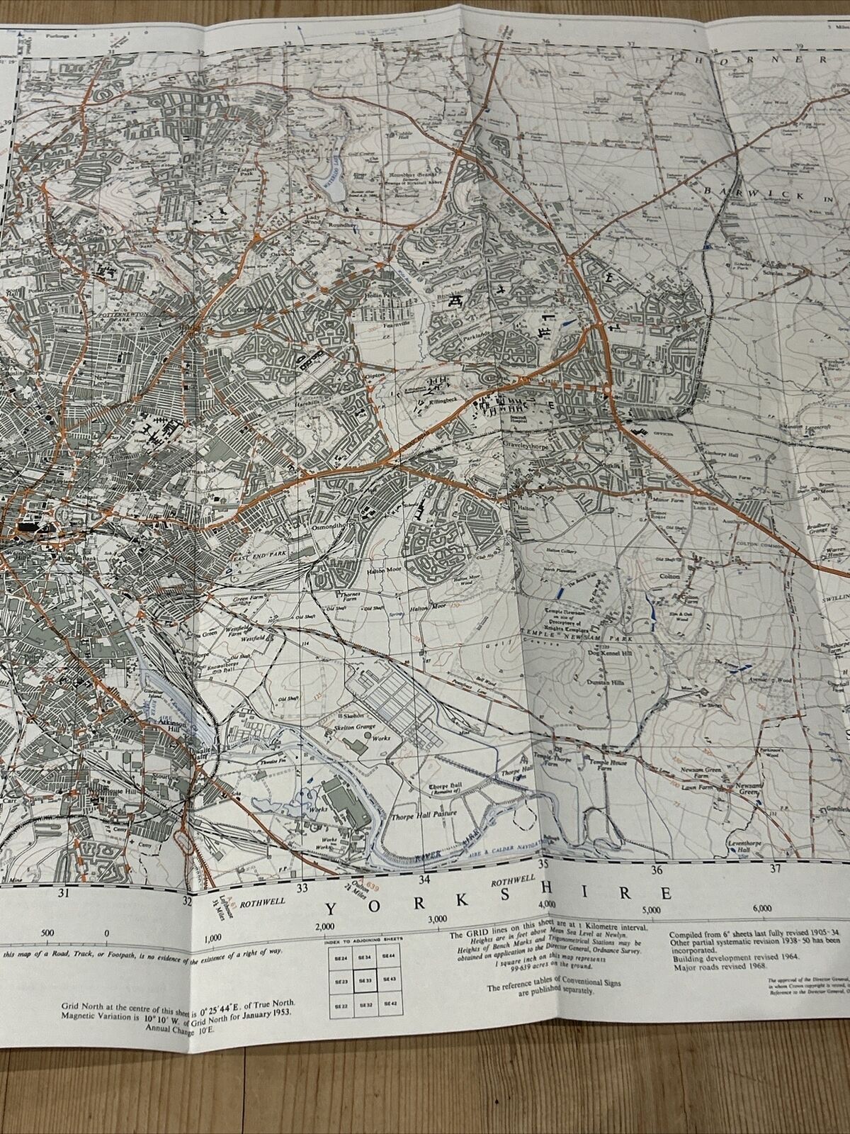 LEEDS East Ordnance Survey First Series 1:25,000 Map SE33 1953 Seacroft Scholes