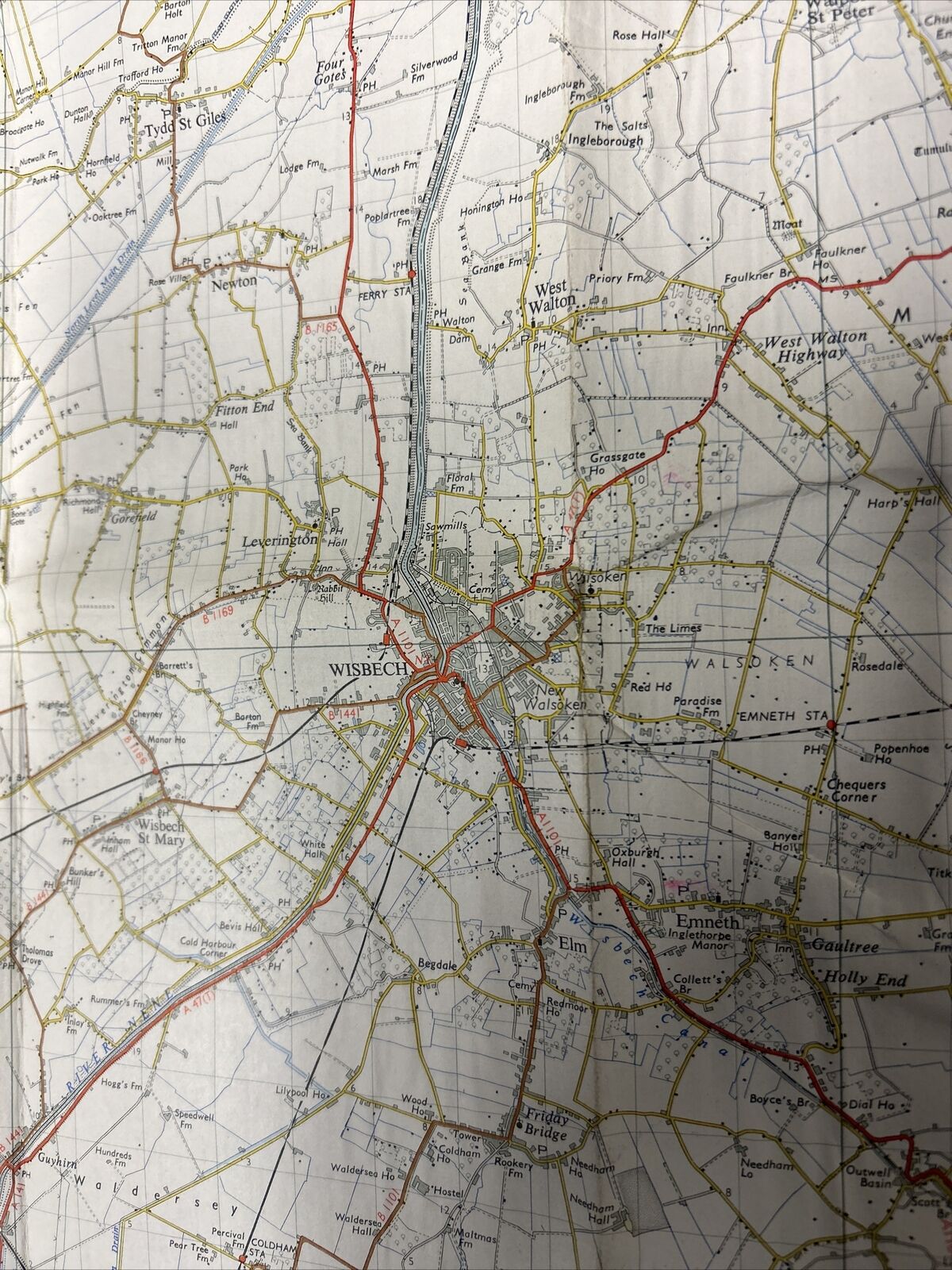 KINGS LYNN Ordnance Survey Seventh Series CLOTH Map 1954 Sheet 124 Wisbech