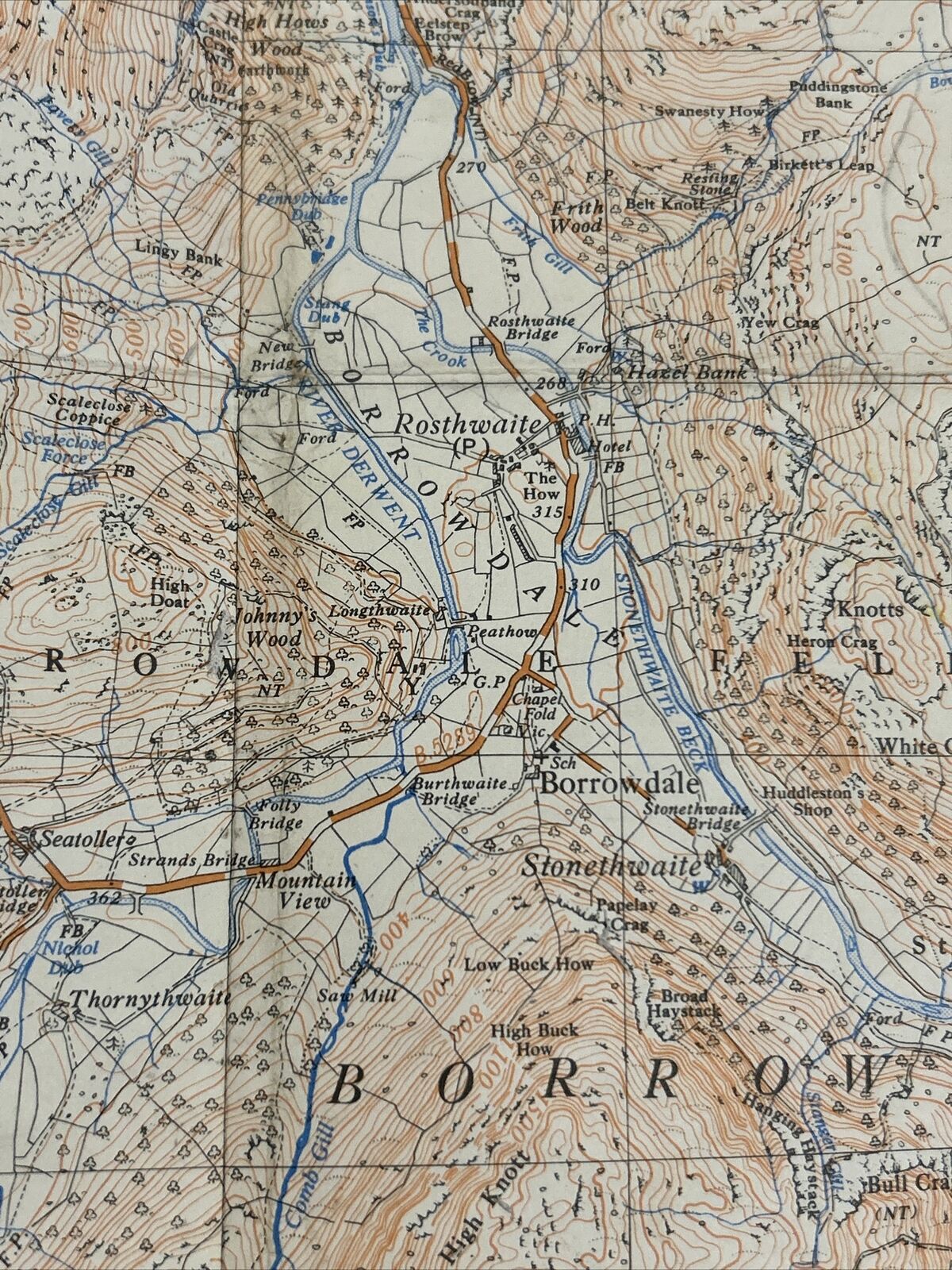 BORROWDALE Ordnance Survey Sheet NY21 1:25000 1956 Grange Lake District