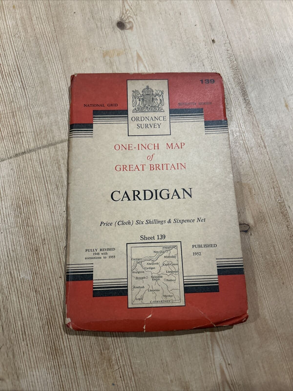 CARDIGAN Ordnance Survey CLOTH Map 1952 Sheet 139 Seventh Series Carmarthen