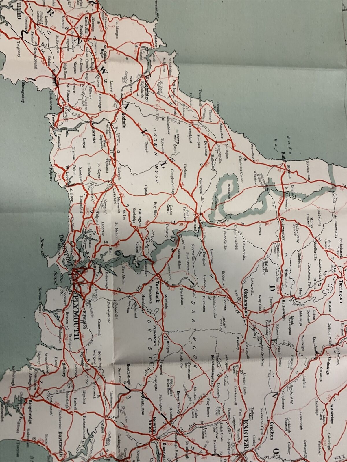 SOUTH WEST COUNTIES Numbered Road Map 2 Of 4 GEOGRAPHIA Cloth 31 X 40 In Devon