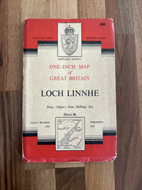 LOCH LINNHE Ordnance Survey Seventh Series Paper One inch 1956 Sheet 46 Onich