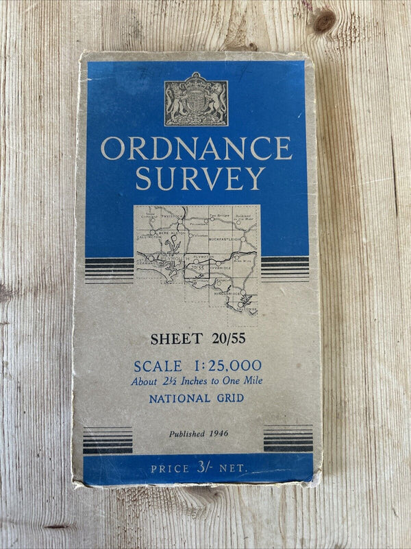 PLYMPTON Ordnance Survey CLOTH Sheet 20/55 1:25000 1946 National Grid Yealmpton