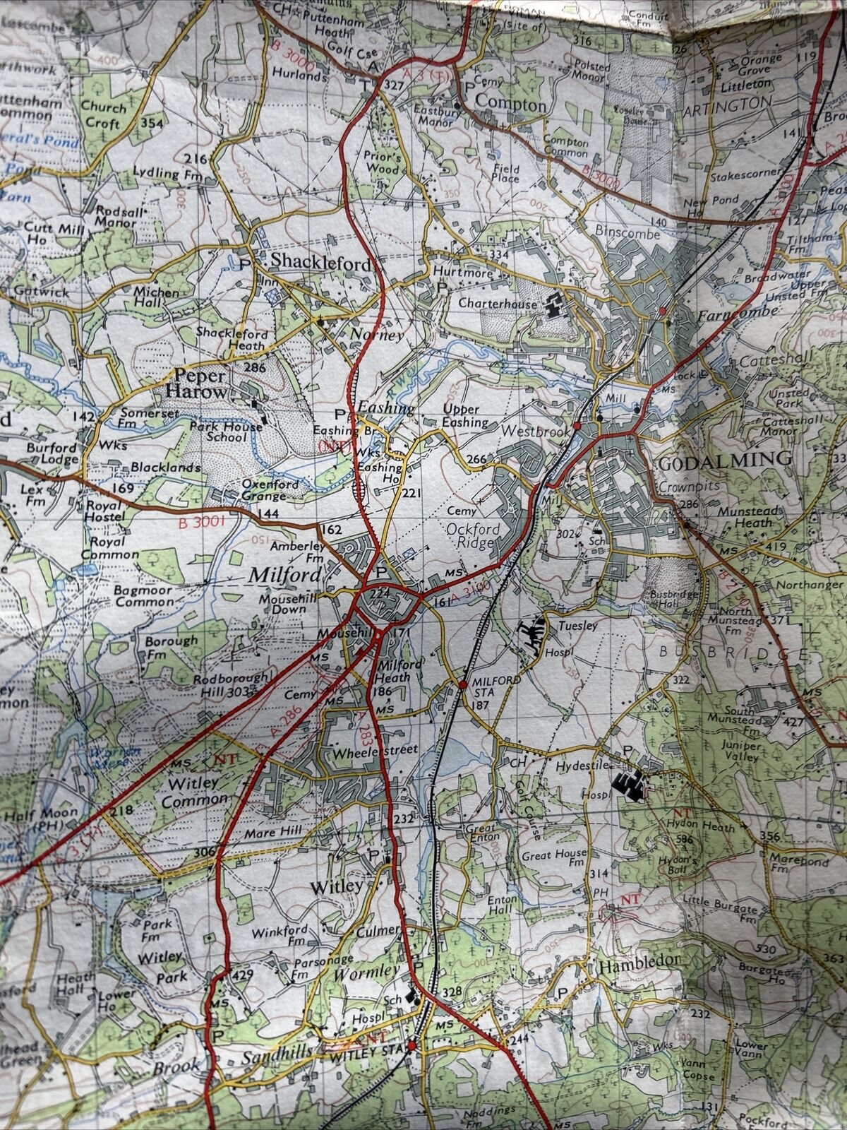 ALDERSHOT Ordnance Survey CLOTH Map 1959 Sheet 169 Seventh Series Godalming