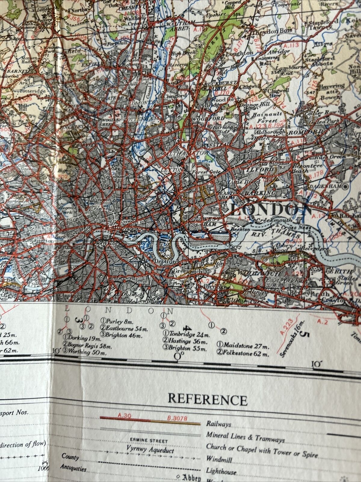 EAST ANGLIA Ordnance Survey CLOTH Sheet 9 Quarter Inch Map 4th Ed 1946 IPSWICH