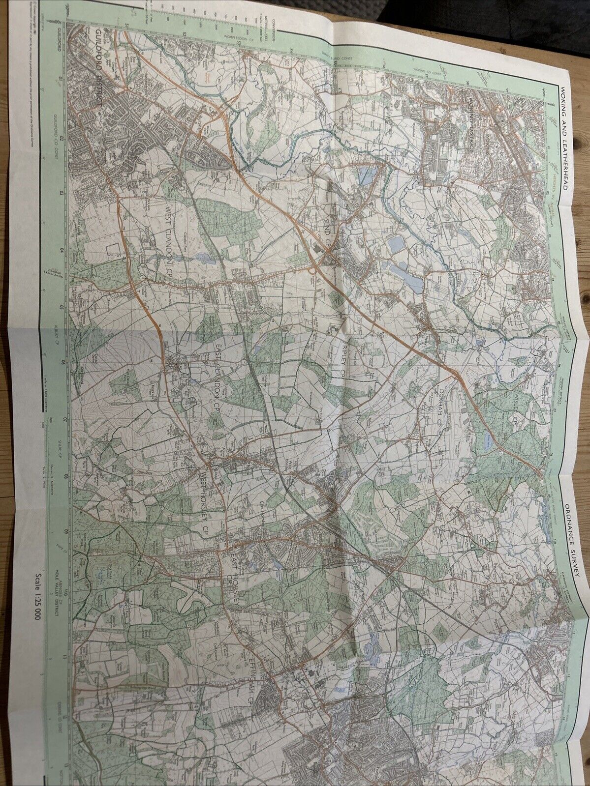 WOKING AND LEATHERHEAD Pathfinder Ordnance Survey 1:25000 1981 TQ 05/15 Ockham