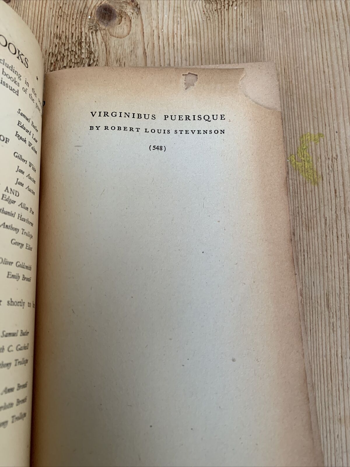 VIRGINIBUS PUERISQUE Robert Louis Stevenson Penguin Books Essays 1946 No 548