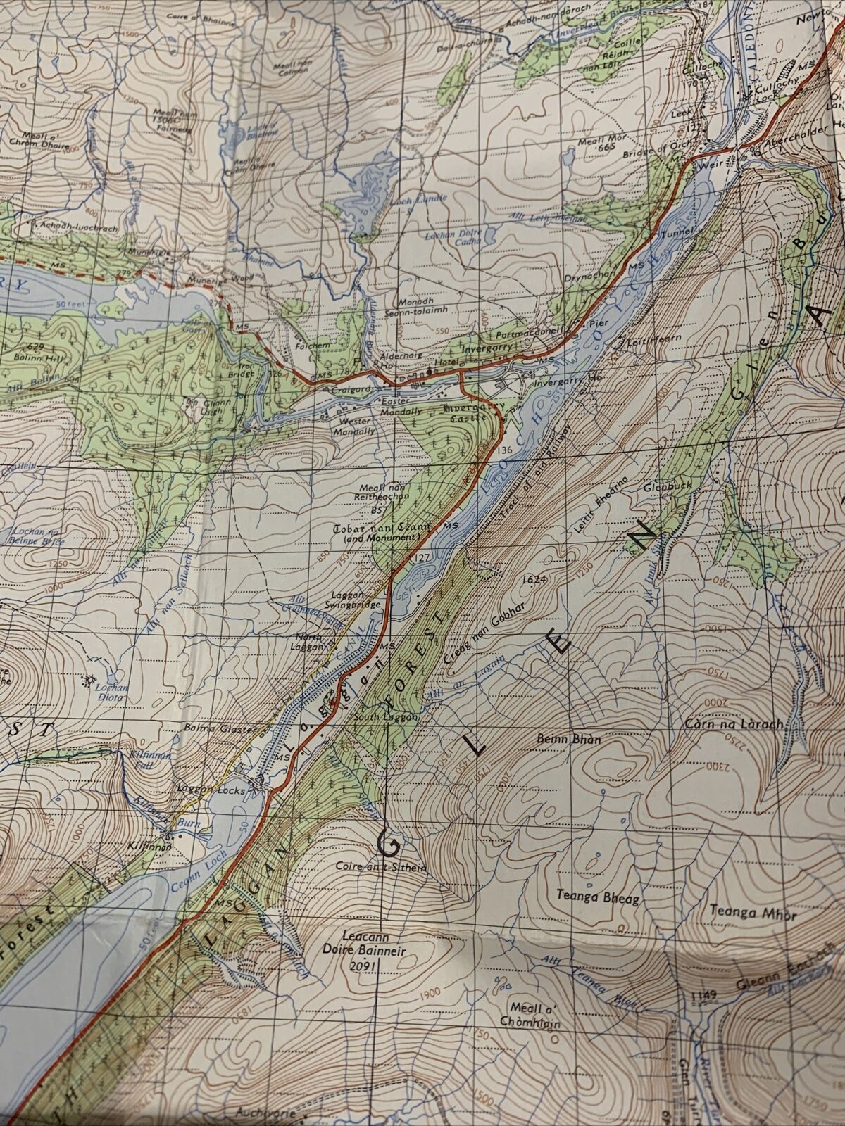 Fort Augustus Cloth Ordnance Survey 7th Series One Inch Map 1961 No 36