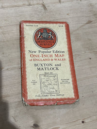 BUXTON & MATLOCK Ordnance Survey Cloth Sixth Series One inch 1947 Sheet 111