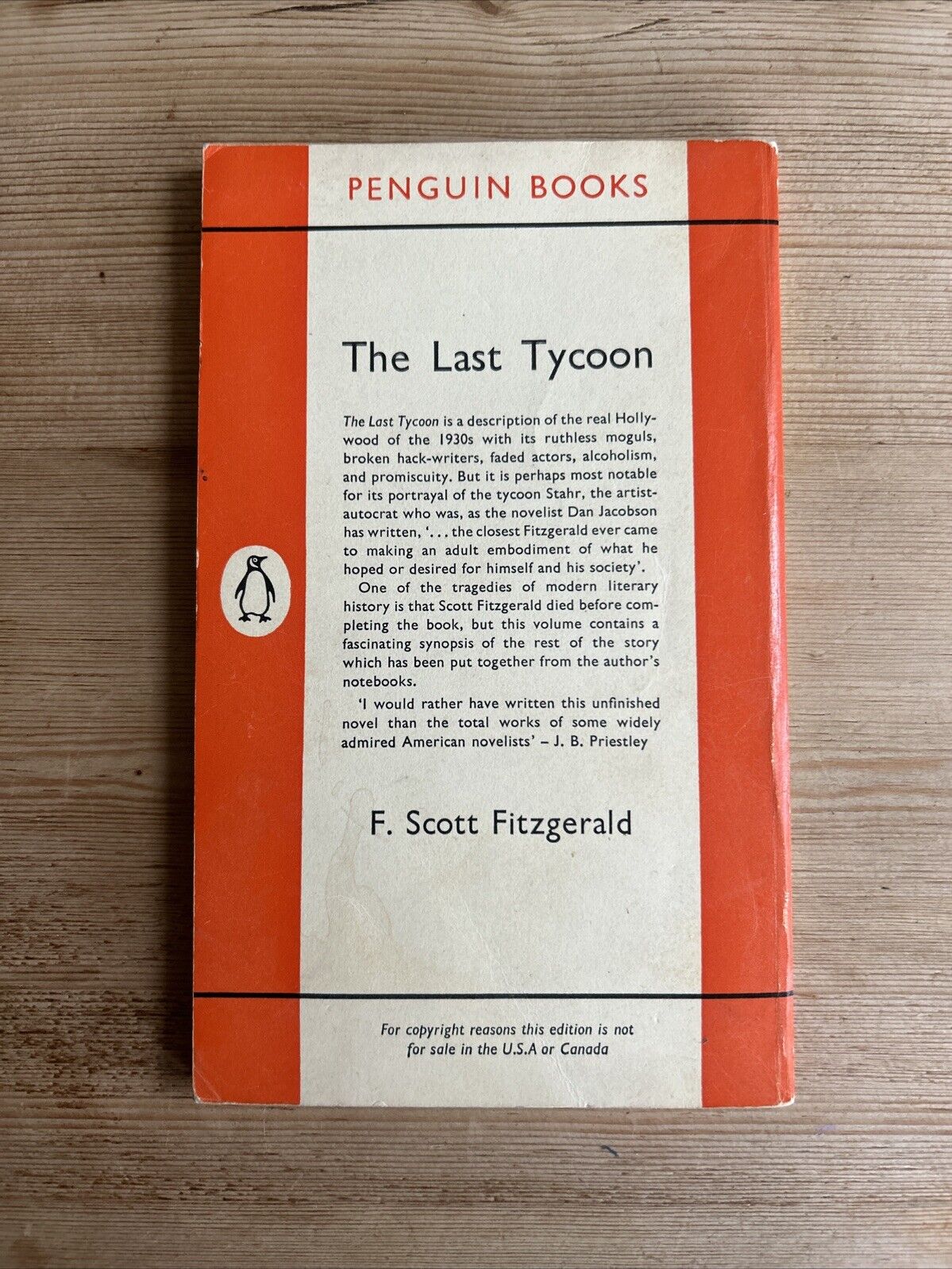 THE LAST TYCOON F Scott Fitzgerald - Penguin Books No 1495 1962 Hollywood