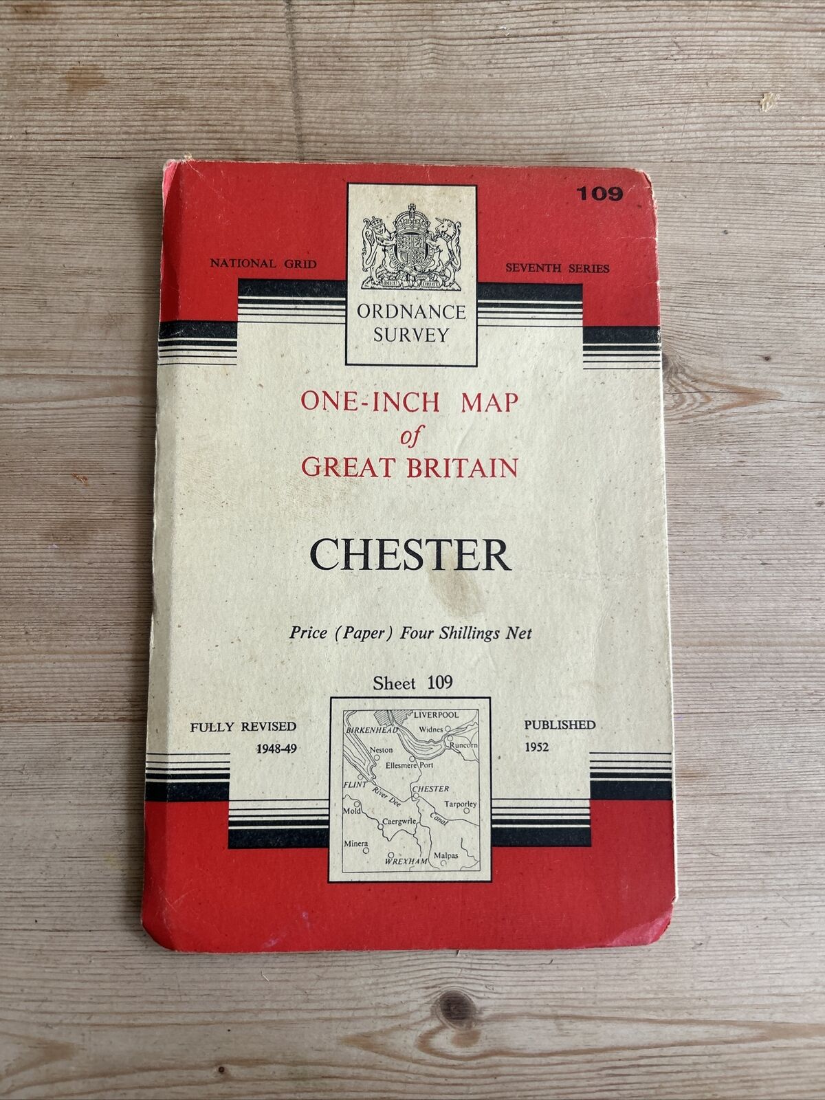 CHESTER Ordnance Survey Seventh Series Paper One inch 1952 Sheet 109 Wrexham