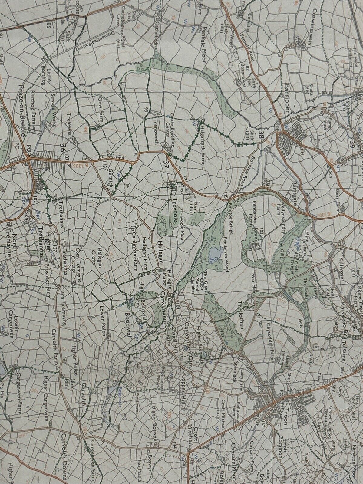 CAMBORNE South & HAYLE Ordnance Survey Pathfinder 1365 MAP 1989 Crowntown