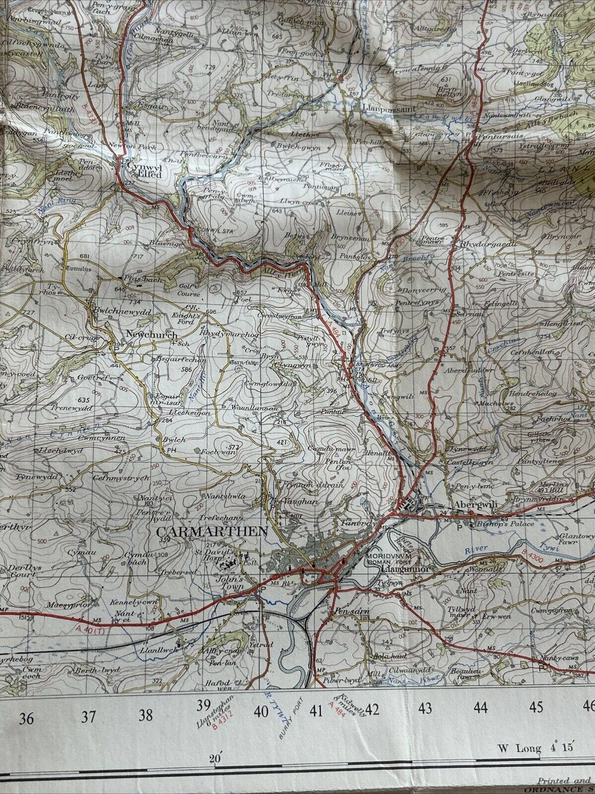 CARDIGAN Ordnance Survey CLOTH Map 1952 Seventh Series Sheet 139 Carmarthen