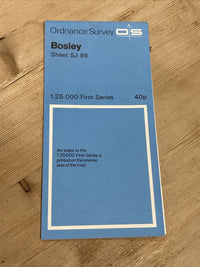 BOSLEY Ordnance Survey 1:25,000 First Series Sheet SJ96 1958 Willowshaw