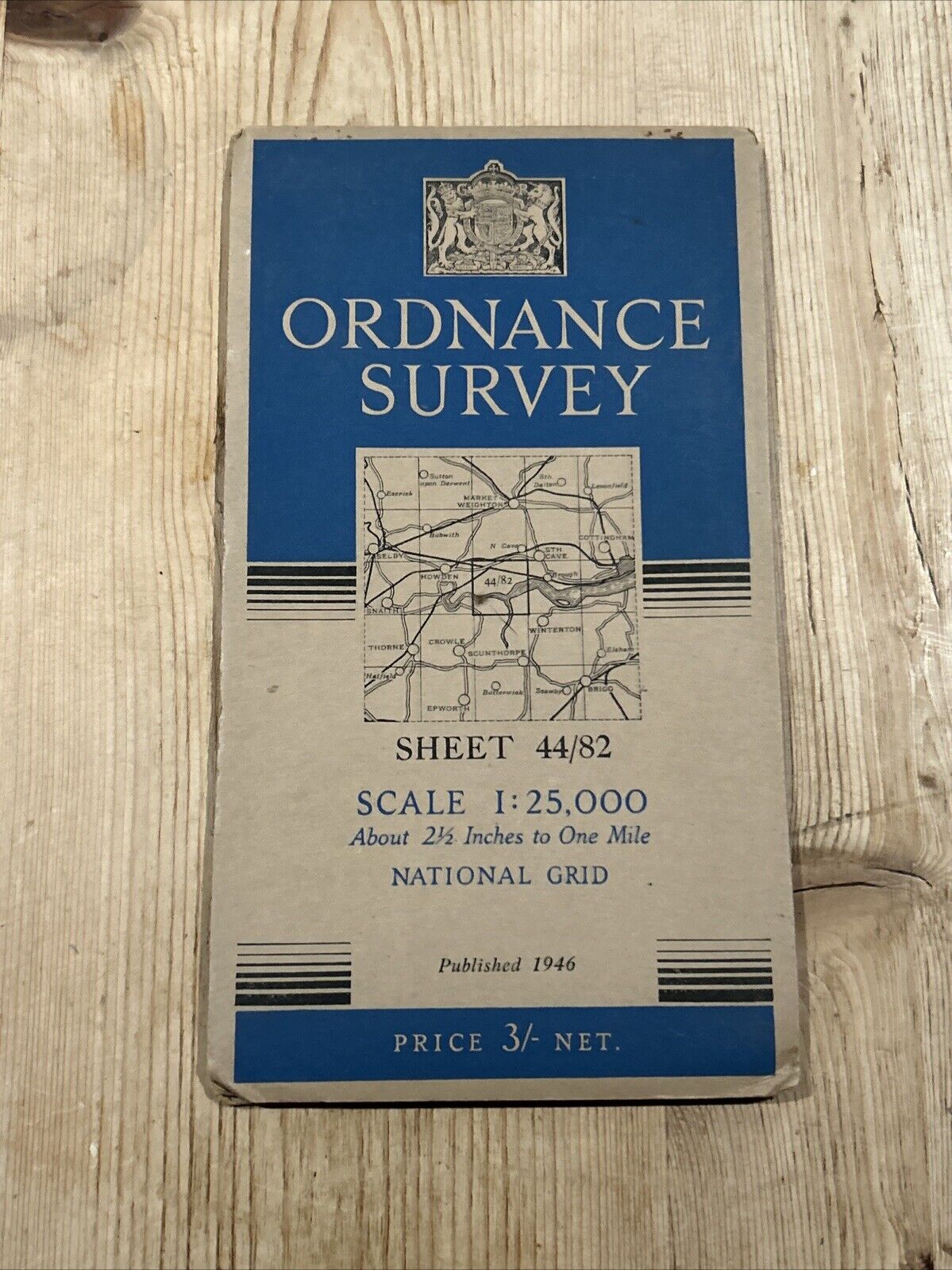 ALKBOROUGH Ordnance Survey CLOTH Sheet 44/82 1:25000 1946 National Grid Ouse