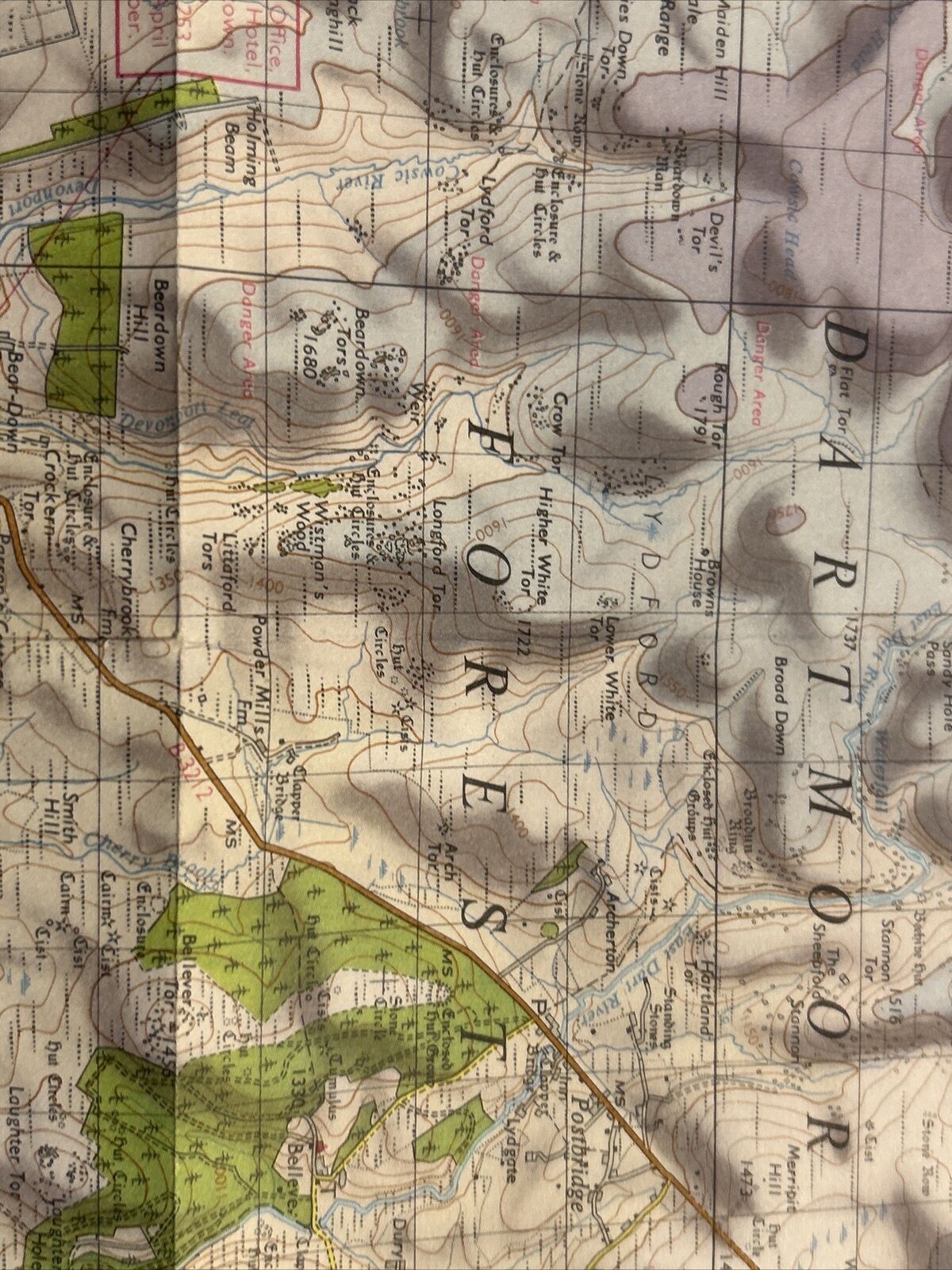 Dartmoor ORDNANCE SURVEY TOURIST MAP 1967 Plymouth Exeter National Park